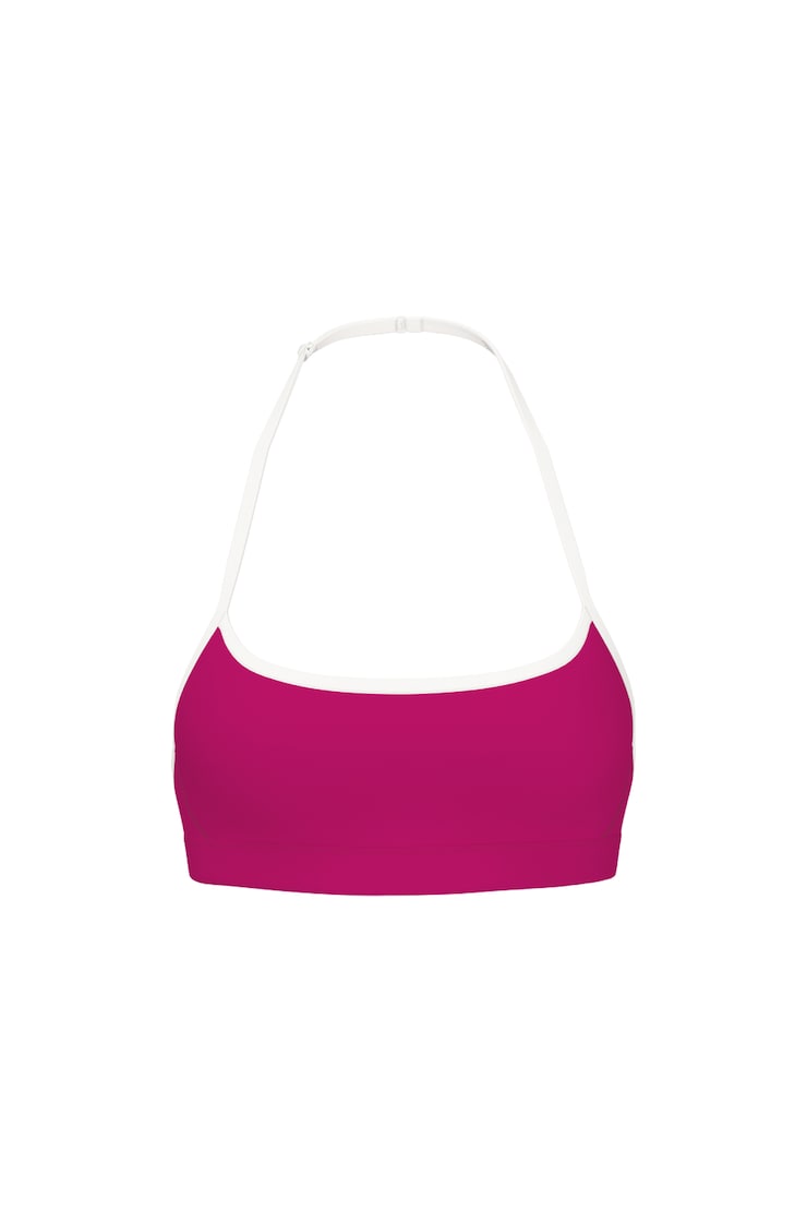 Active Micro Halter Top, Raspberry Cheeks Pink/Snow White, large