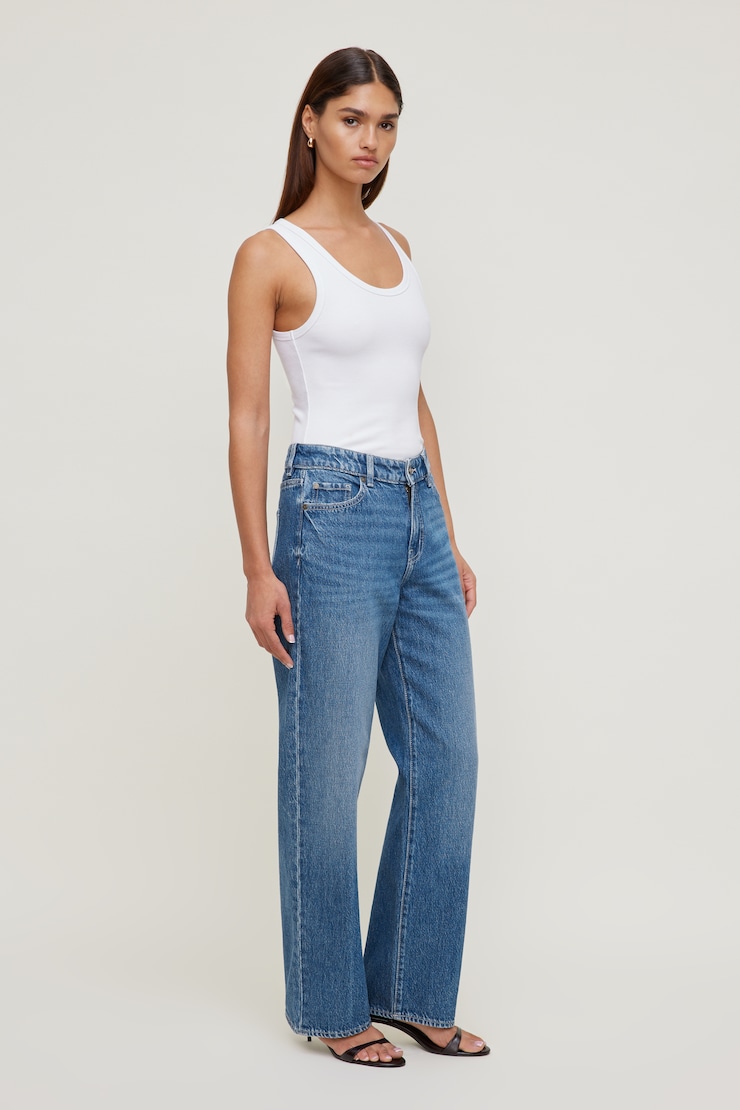 Mika Mid Rise Relaxed Straight Leg Jeans Medium Dark Indigo / Goshen large