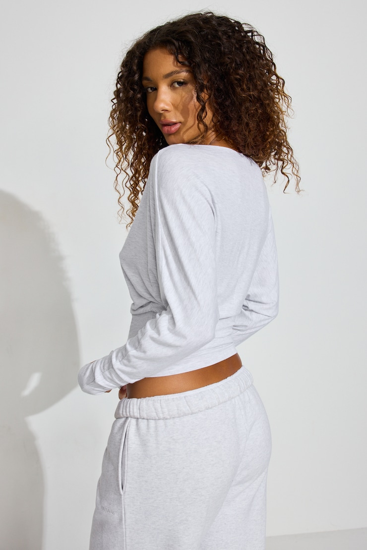 Smooth Dolman Boatneck Top, Spring Grey Mix, large