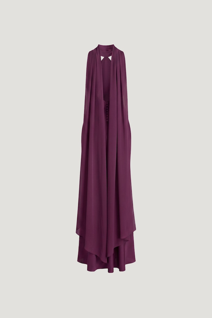 Halter Scarf Satin Maxi Dress Plum Caspia Purple large