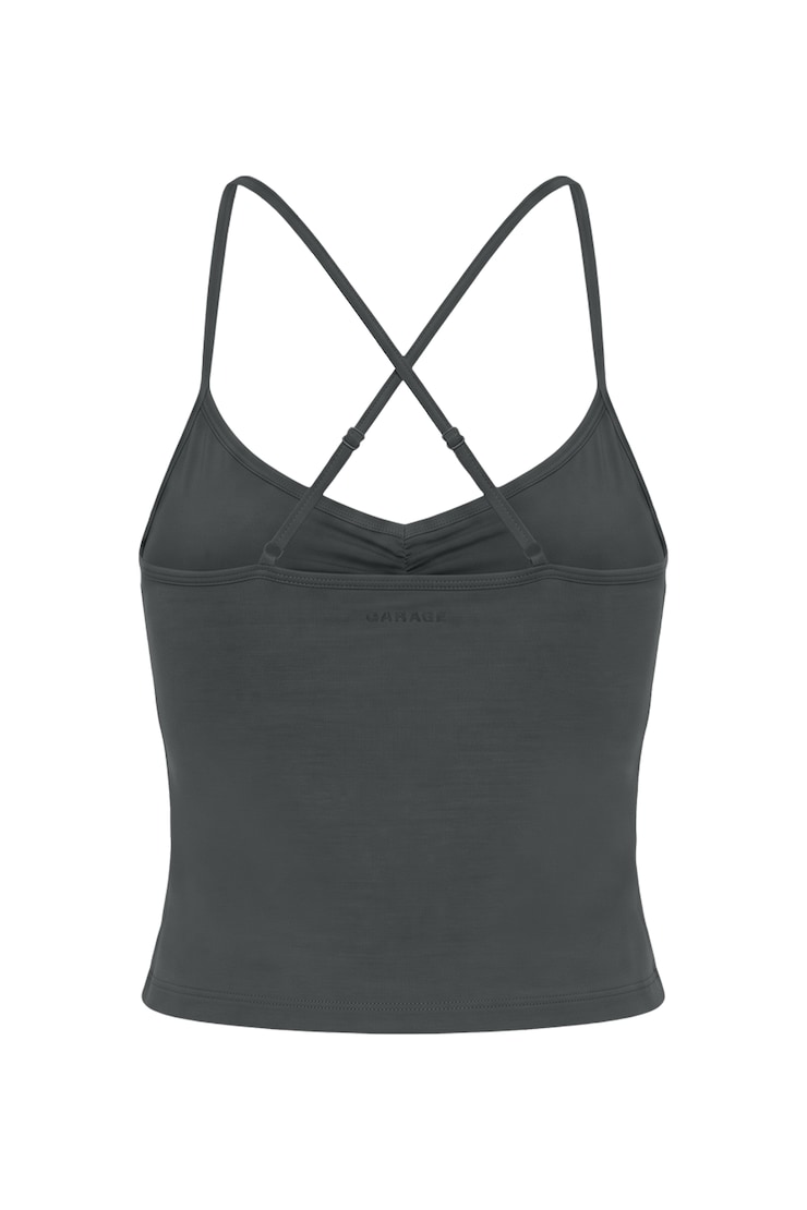 Active Ruched Cami Top, Forged Iron Grey, large