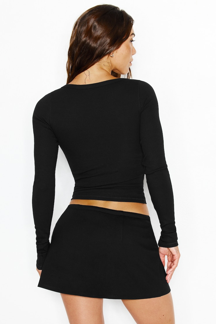 Waistband Micro Skort, Jet Black, large
