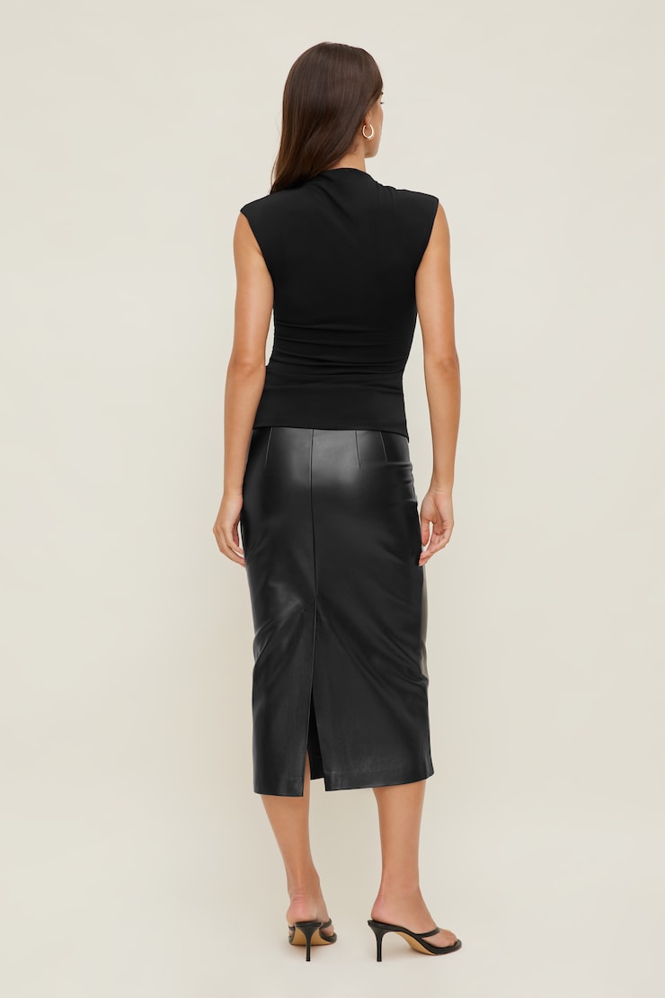 Sculpt Draped Scarf Top Jet Black large