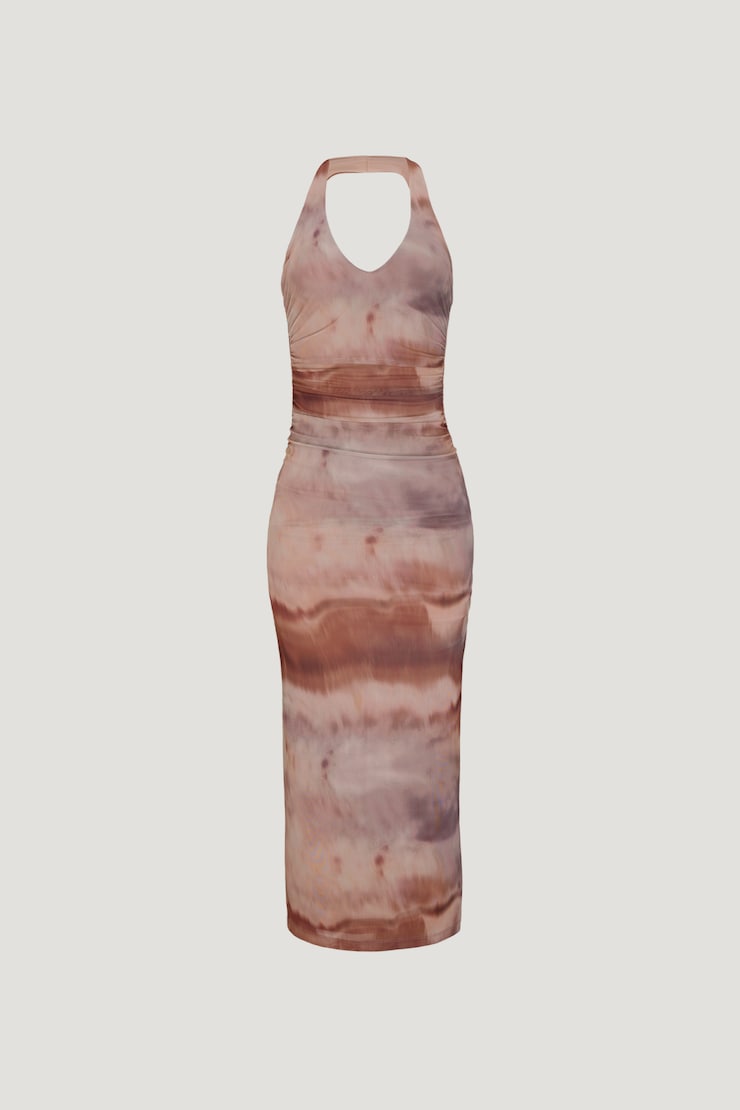 Reia Halter Mesh Maxi Dress Dreamy Blur Orange large