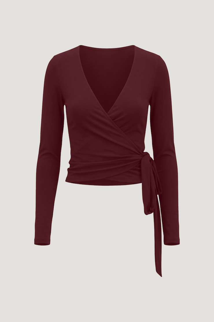 Haut cache-cœur à manches longues Bannière marron large