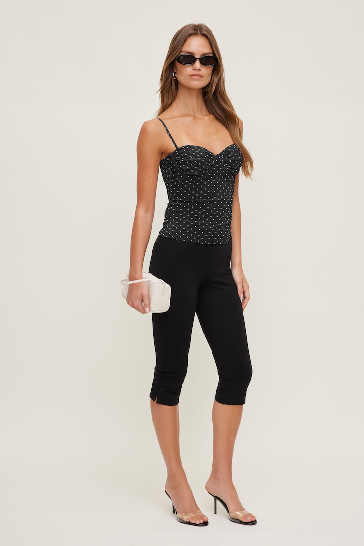 Monet Mesh Top Black w/ White Polka Dots large