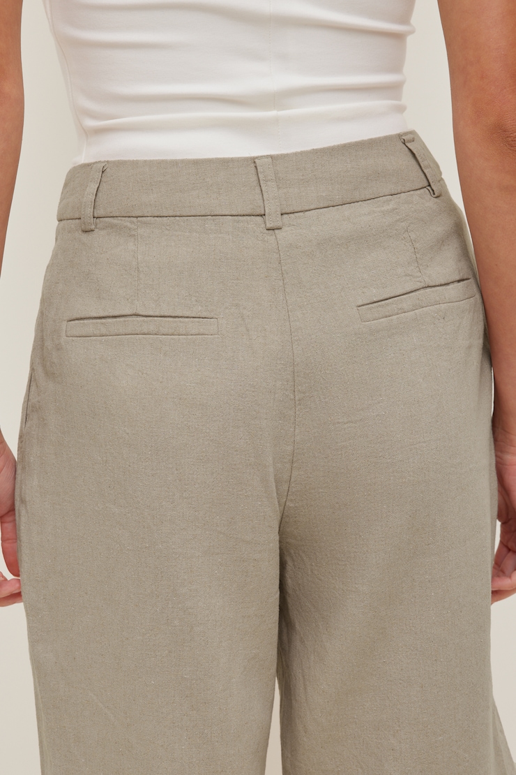 Linen High Rise Bermuda Shorts Natural Linen Beige large