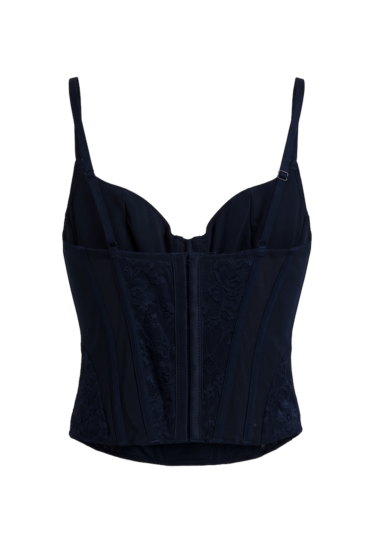 Tate Sweetheart Lace Corset, Naughty Navy Blue, large