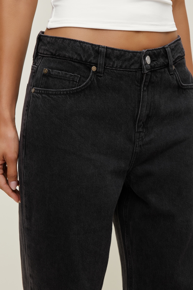 Jean Mika à taille mi-haute et jambe droite décontractée Noir tombée de la nuit large