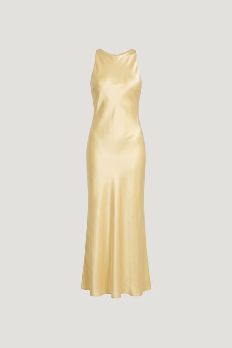 Andy Satin Maxi Dress Pale Yellow large
