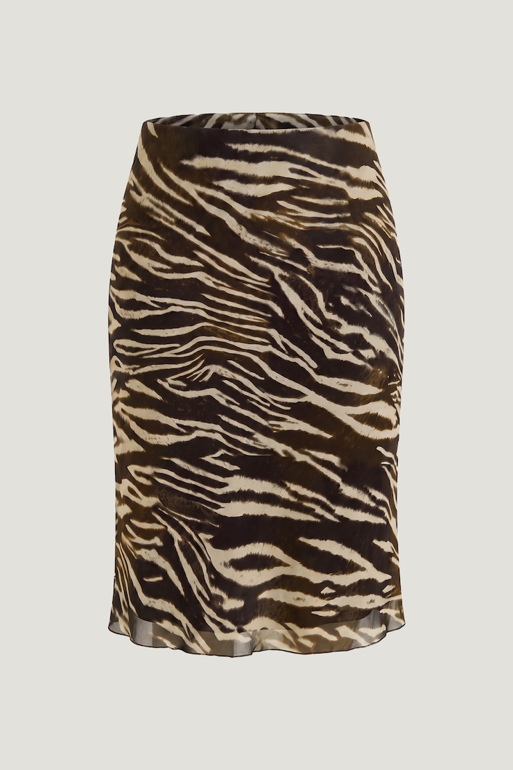 Esther Georgette Midi Skirt Zebra Brown large