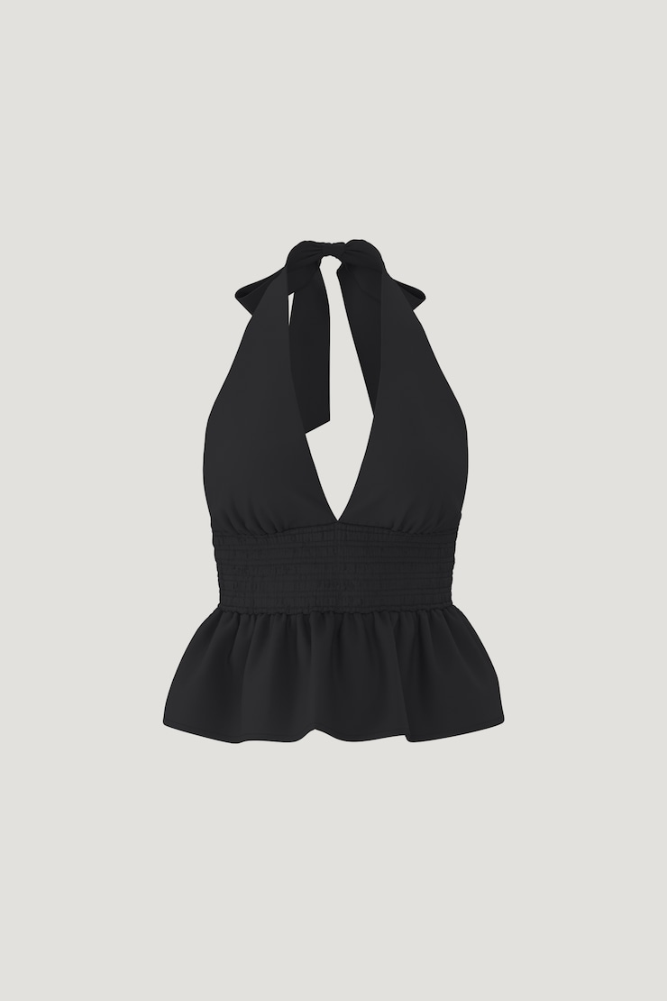 Gemma Poplin Halter Top Jet Black large