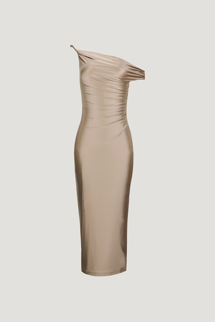 Robe midi extensible et satinée Jayde