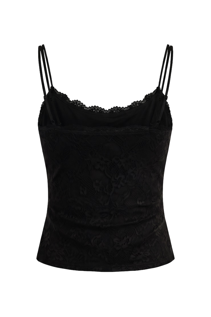 Double Layer Lace Cami Top, Jet Black, large