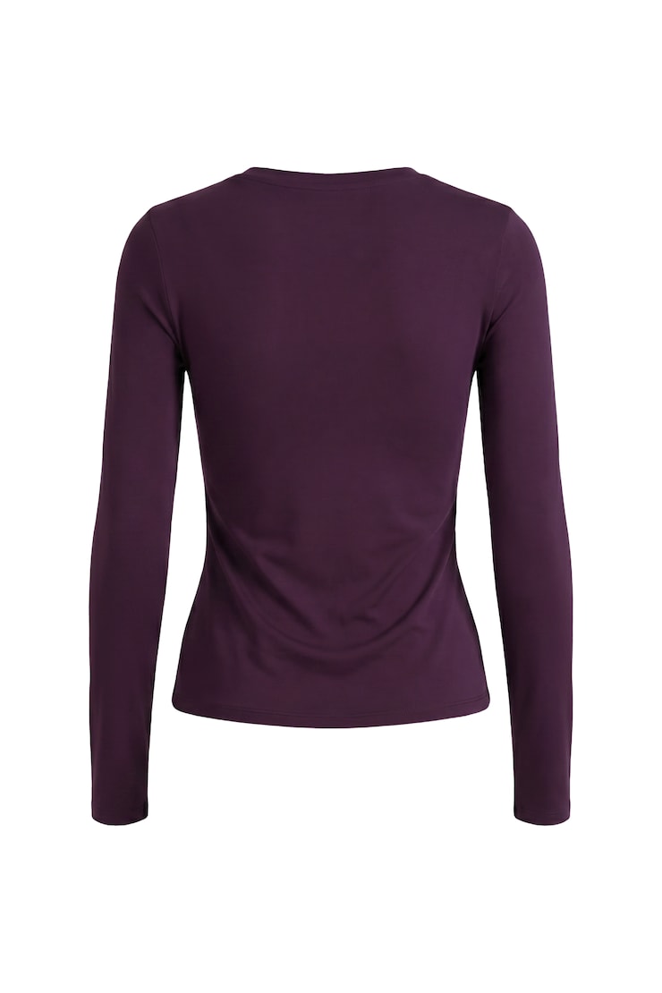 Sleek Crewneck Longsleeve Top, Wild Berry Maroon, large
