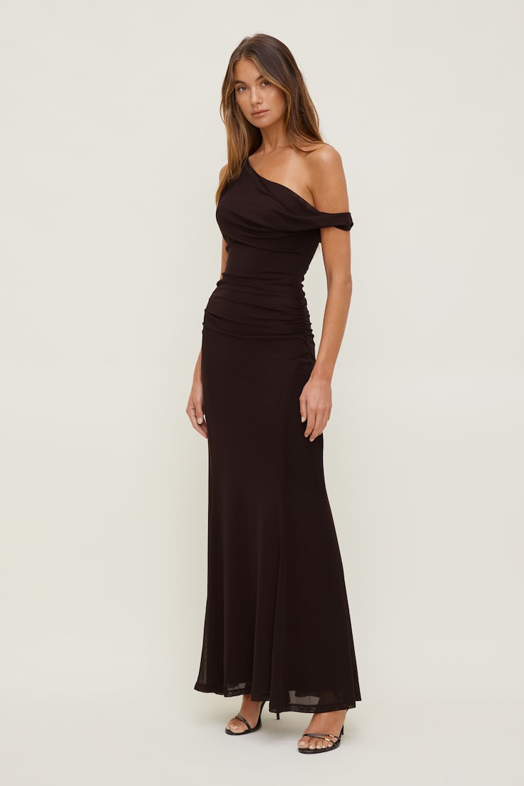 Kristina Mesh Maxi Dress Cherry Lacquer Burgundy large