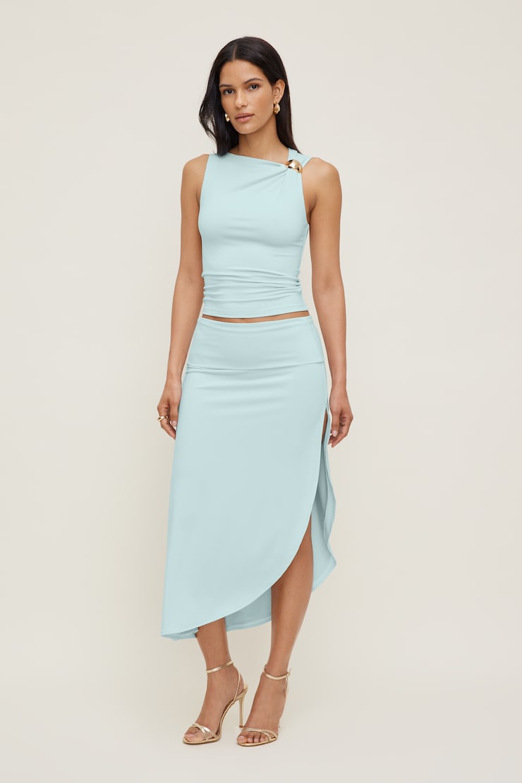 Sculpt Slit Midi Skirt Wan Blue large