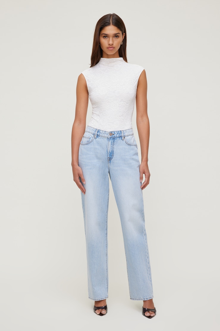 Mock Neck Lace Bodysuit Sea Salt Cream large