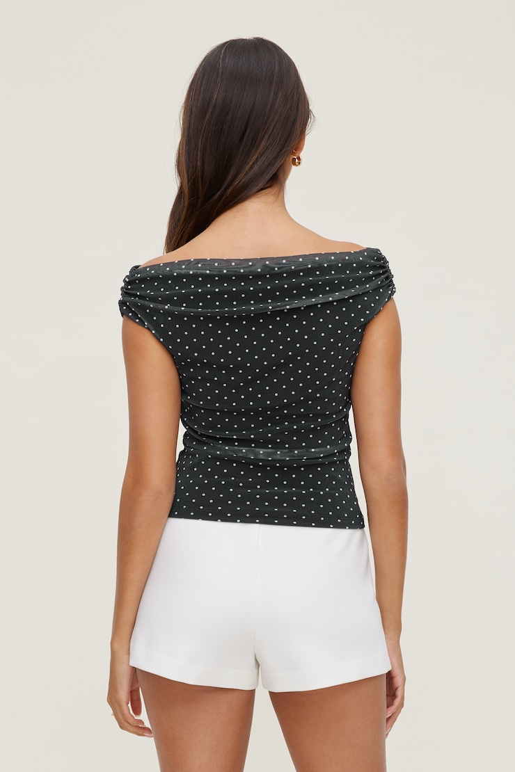 Off Shoulder Mesh Top