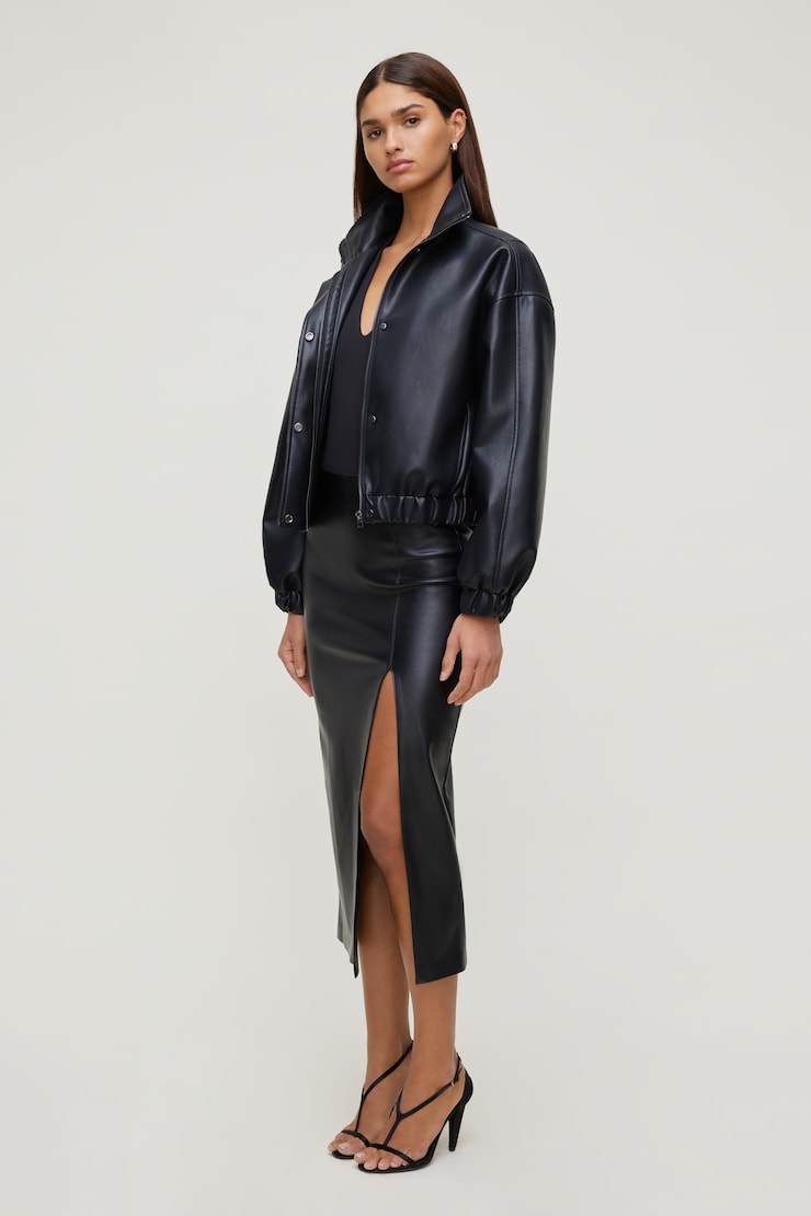 Marlow Faux Leather Midi Skirt Jet Black large