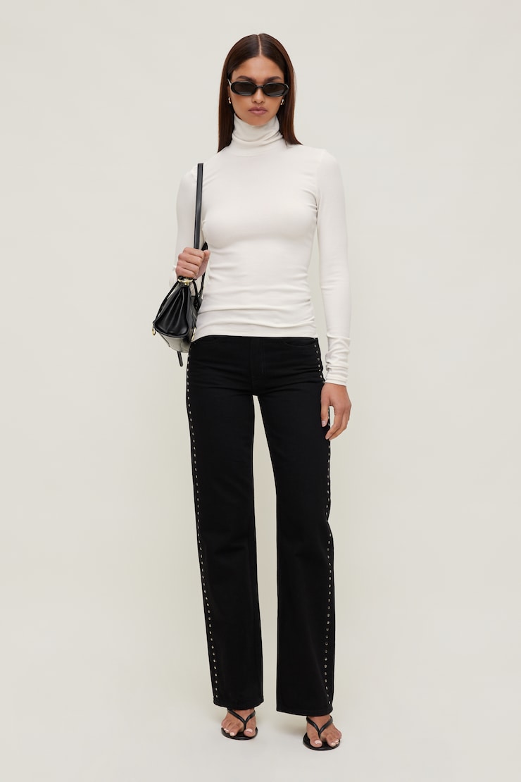 Fitted Turtleneck Top Calming Off White large