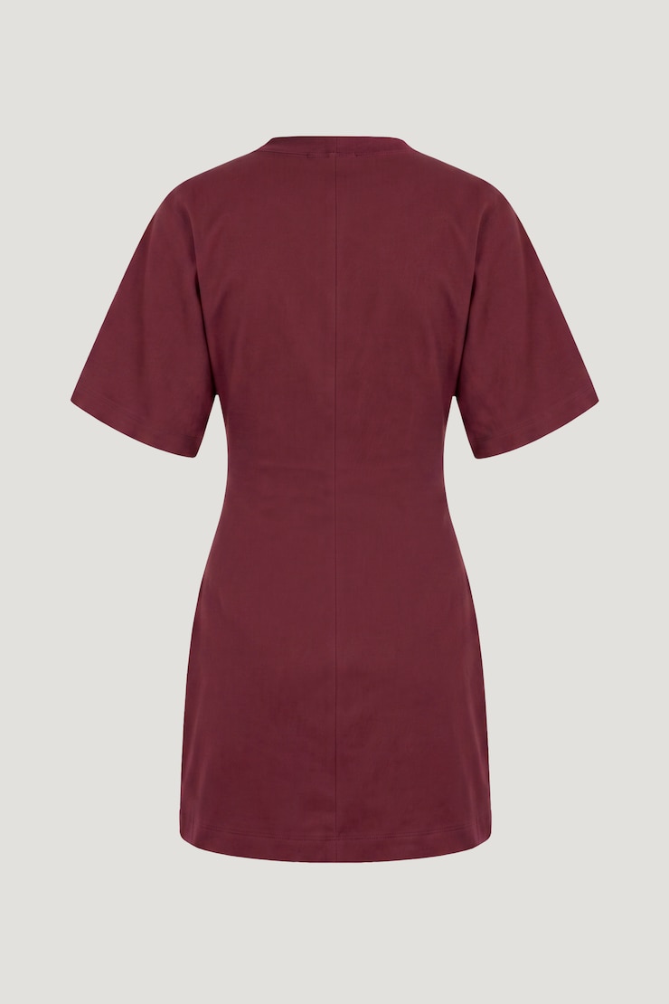 Andrea Cotton Mini Dress Maroon Banner large