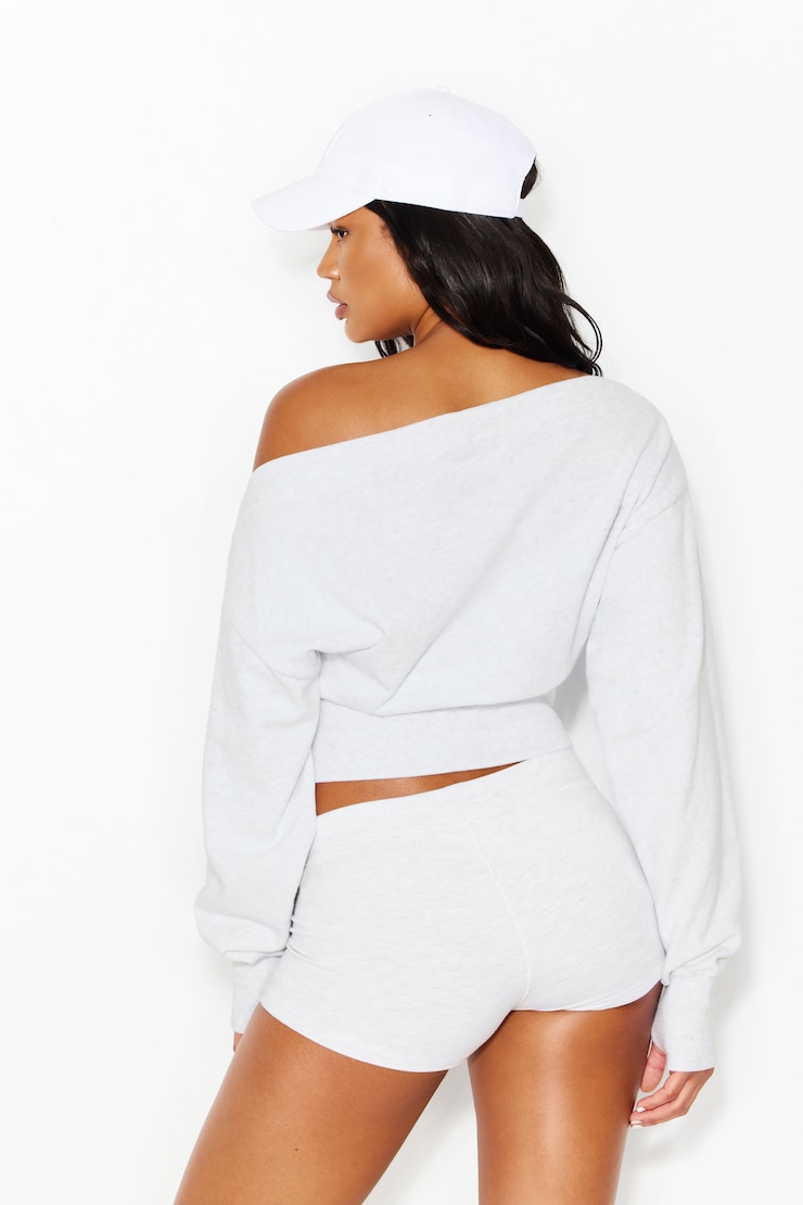 SoftTerry™ Rib Off Shoulder Sweater, Spring Grey Mix, large