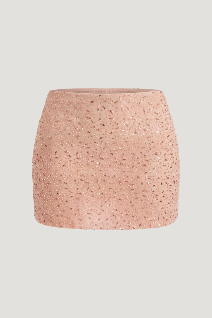 Beaded Mesh Mini Skirt Paloma Spritz Pink large