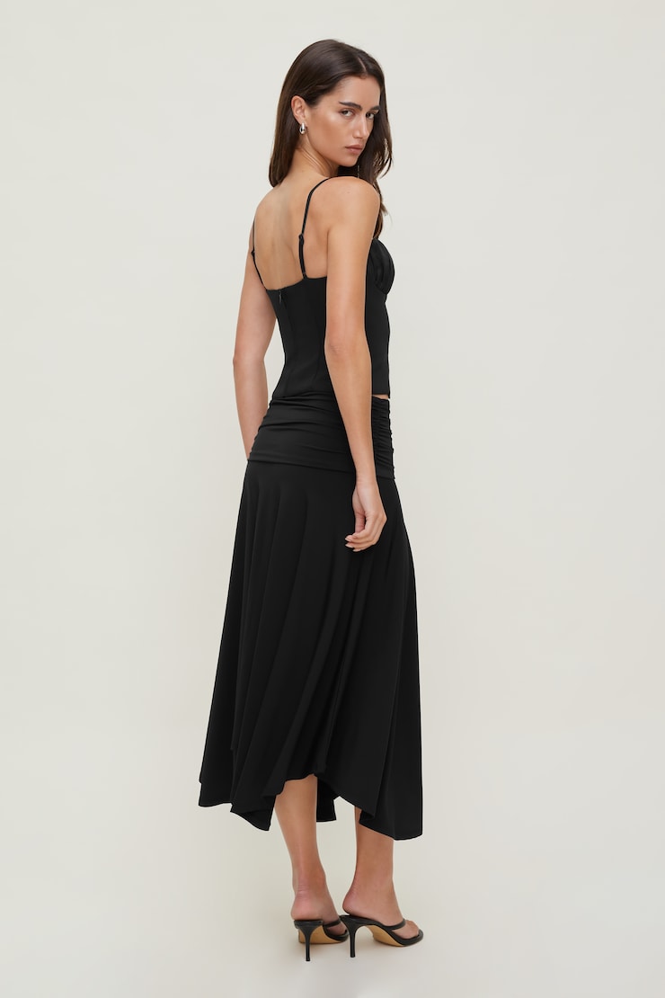 Sculpt Asymmetric Midi Skirt Jet Black large