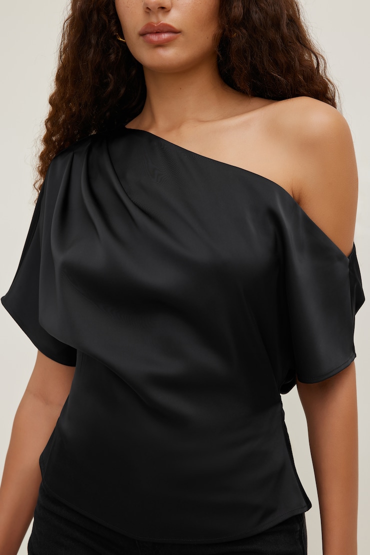 Alexa Satin Blouse Jet Black large