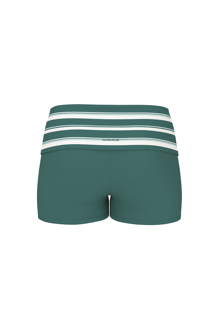 Active Foldover Booty Shorts, Teal Temptation/White Stripes, large