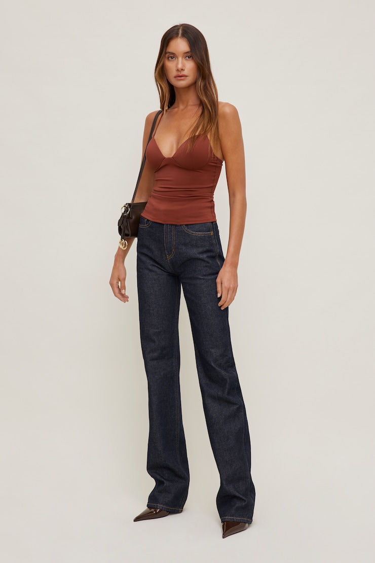 Mindi Padded Bustier Top Dark Paprika Burgundy large