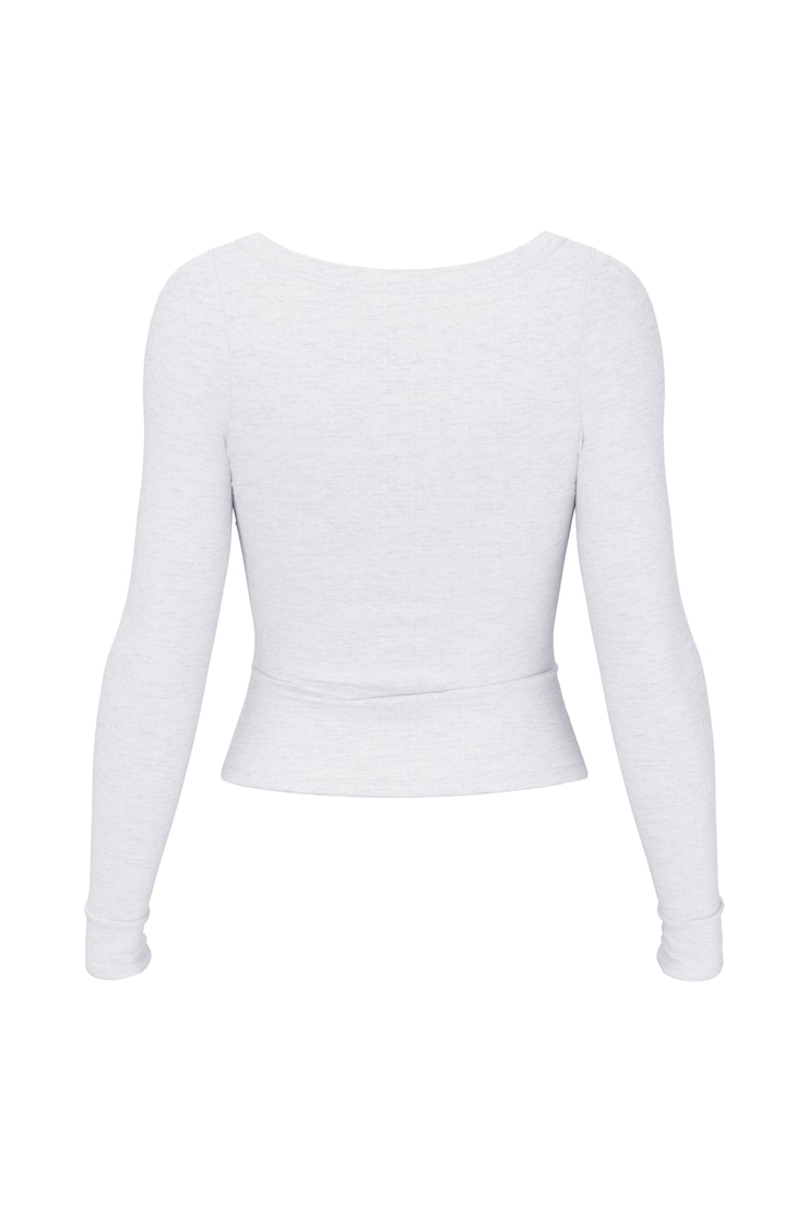 SnatchRib Crossover Longsleeve Top, SPRING GRAY MIX, large