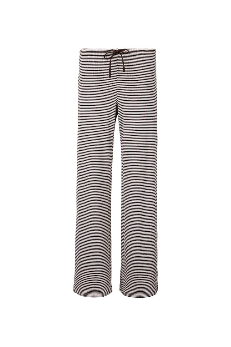 Waffle Pants, Snow White / Chocolate Stripe, large