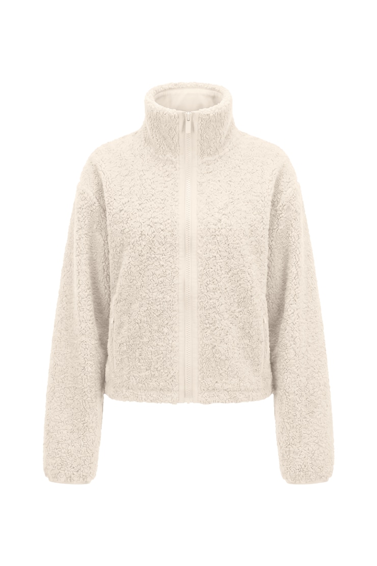 Sherpa Full Zip Jacket, Perfect Pearl Off-White, large