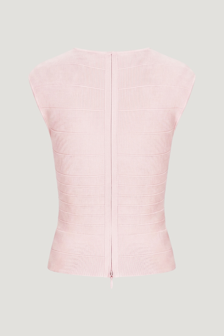 V Neck Bandage Top Pale Lilac Pink large