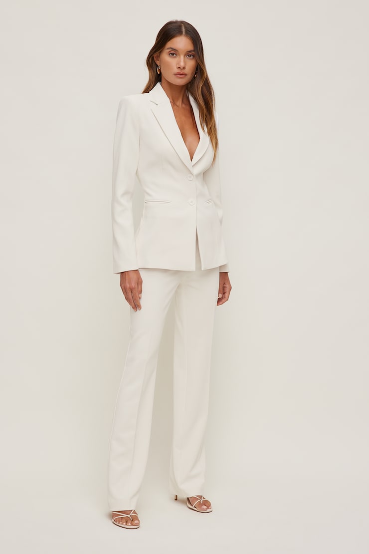 Lara Cinched Crepe Blazer Calming Off White large