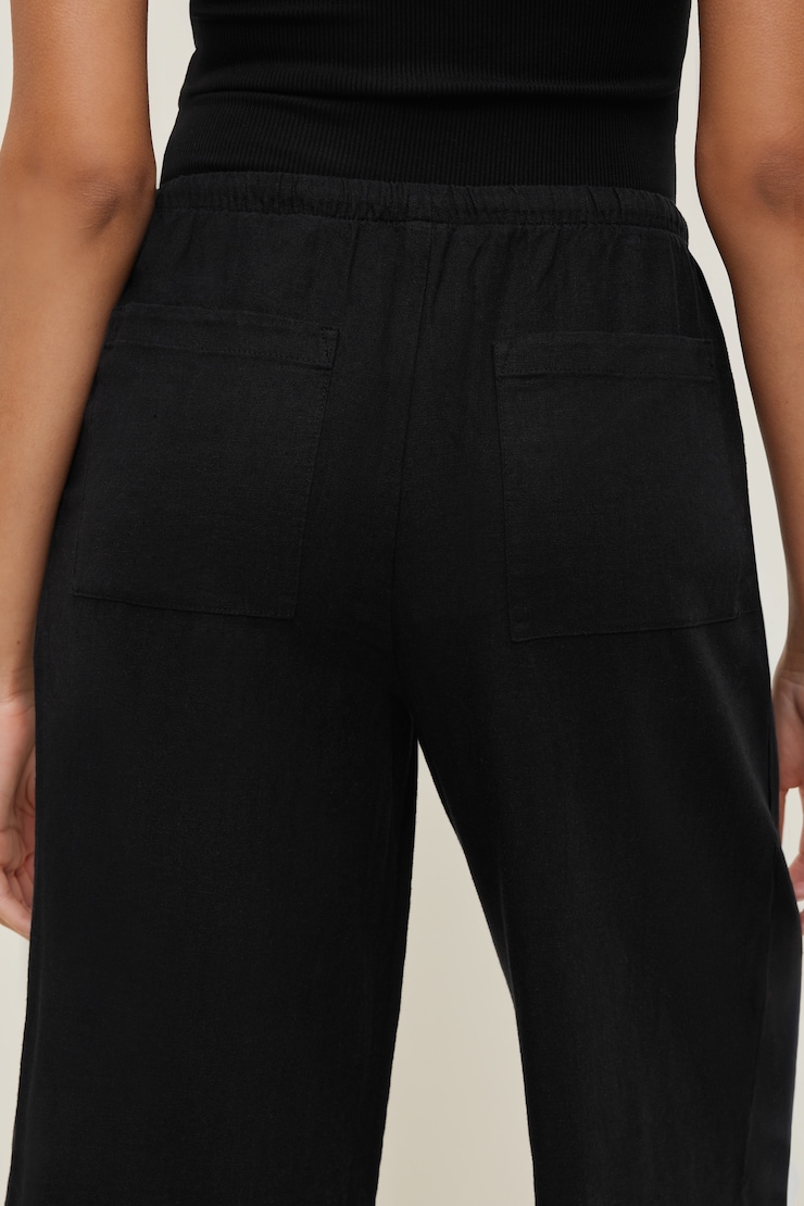 Leo Linen Capri Pants Jet Black large