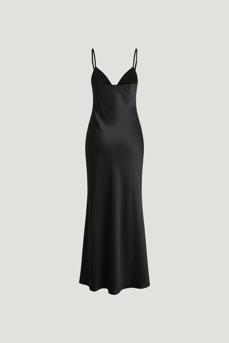 Lace Velvet Maxi Dress Jet Black large