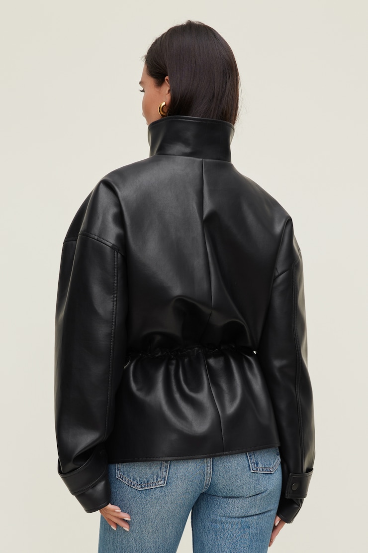Cinched Faux Leather Jacket