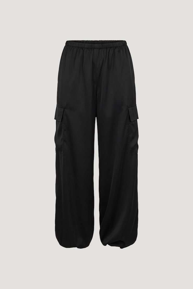 Satin Cargo Pants Jet Black large