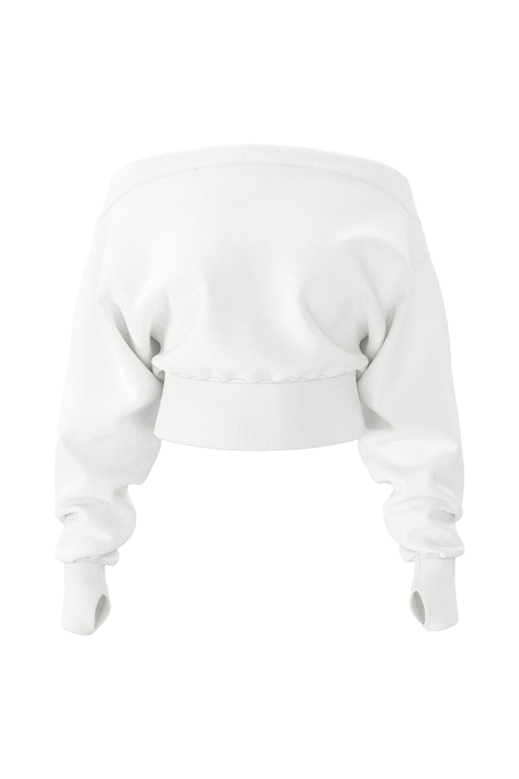 SoftTerry™ Rib Off Shoulder Sweater, Snow White, large