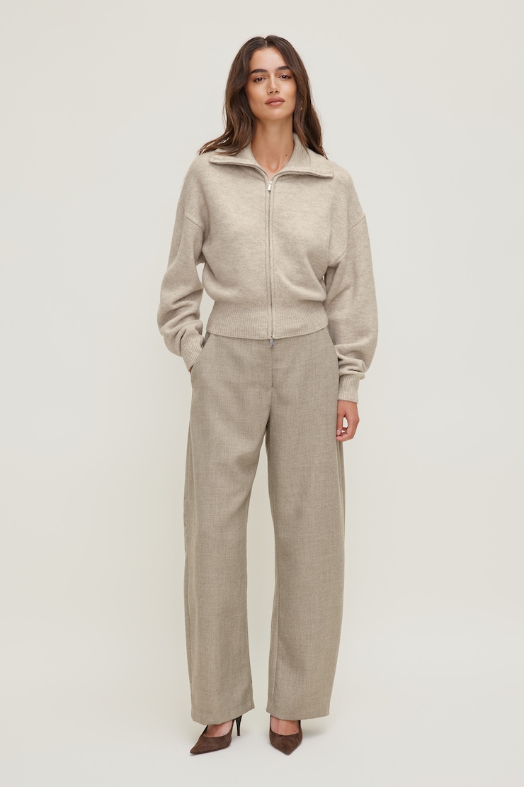 Sage Funnel Neck Zip Sweater Atmosphere Melange Beige large
