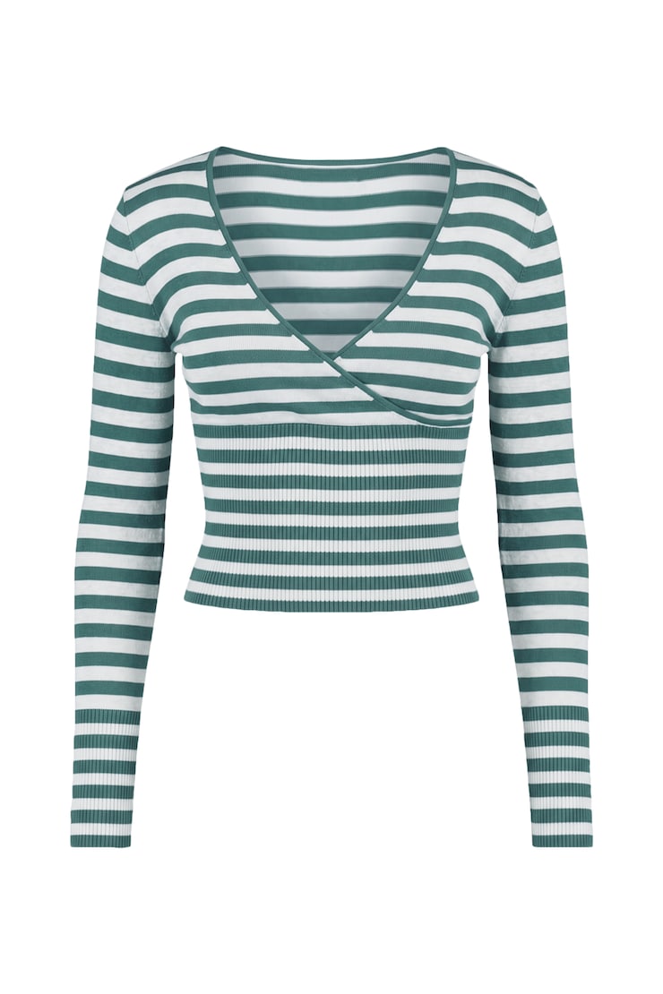 Wrap Me Sweater, Teal Temptation/Spring Grey Stripes, large