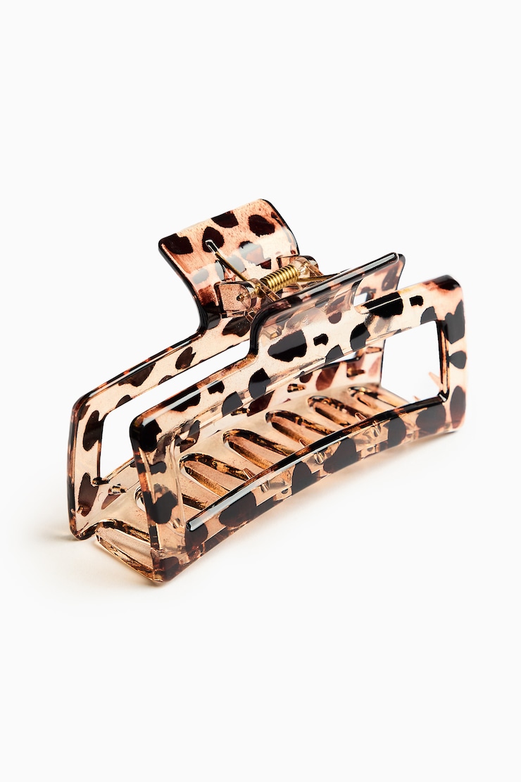 Oversized Rectangle Claw Clip, Untamed Leopard, large