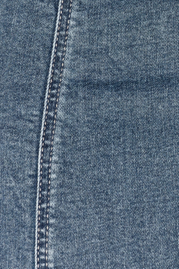 Denim Plunge Halter Dress, Britt Blue, large