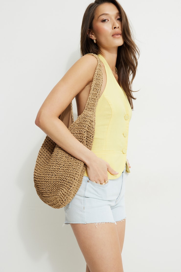 Straw Tote Bag Natural Beige large