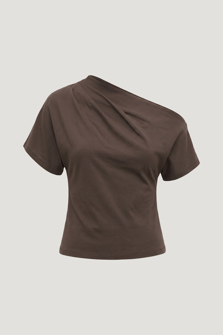 Alexa Cotton Spandex T Shirt Light Mocha Brown large