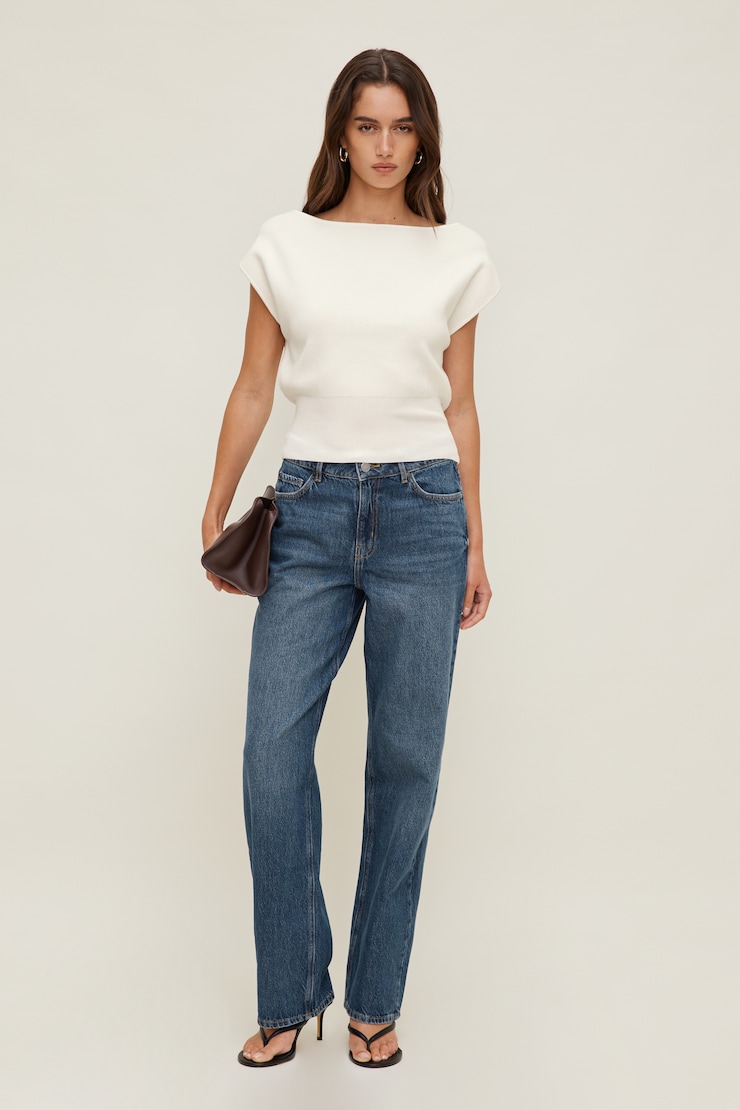 Aria Boat Neck Sweater Snow White large