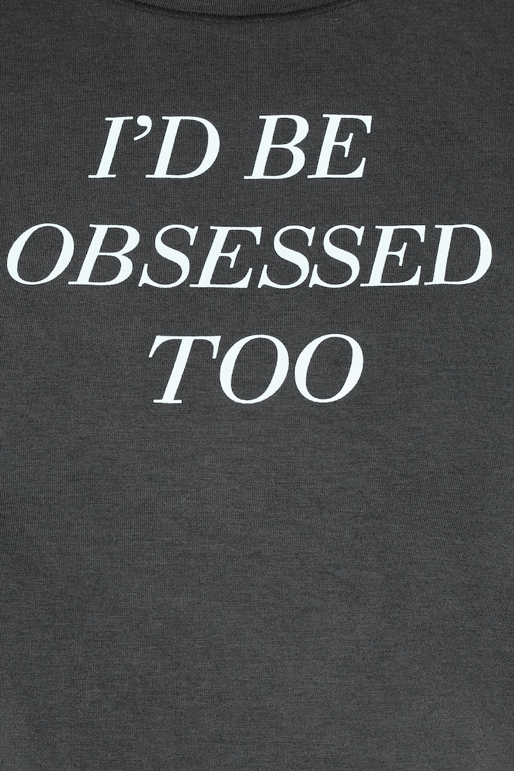 Relaxed Graphic Baby Tee, Forged Iron Grey with Obsessed Art, large